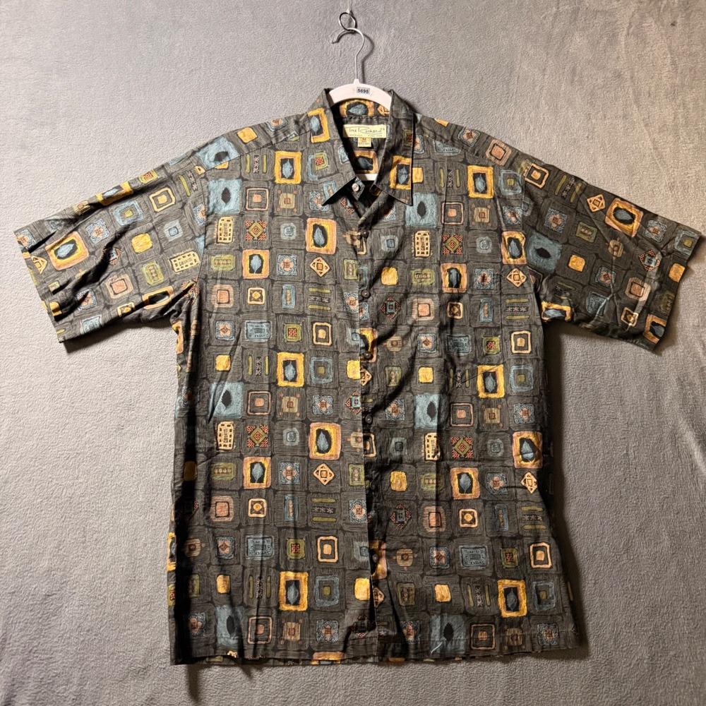 Tori Richard Mens Medium Cotton Lawn Abstract Geometric Button Down Shirt Hawaii